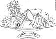 Lamina para colorear Dibujos de Frutas. Cesta de frutas